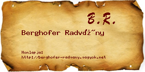 Berghofer Radvány névjegykártya